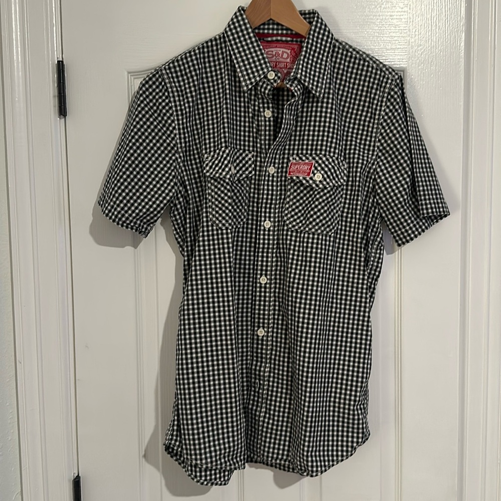 Superdry checked short sleeve shirt - size L